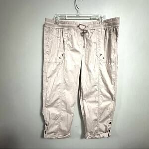 Star Style Pull On Cropped Casual Pants Elas Waist Tan Womens Large